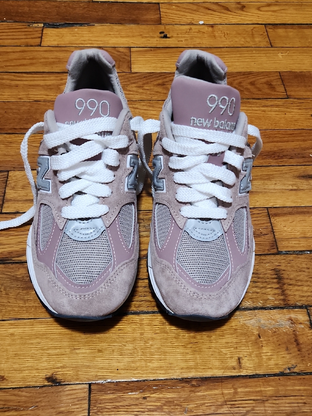 New Balance Women's 990 Lace-Up Sneakers in Pink and Gray